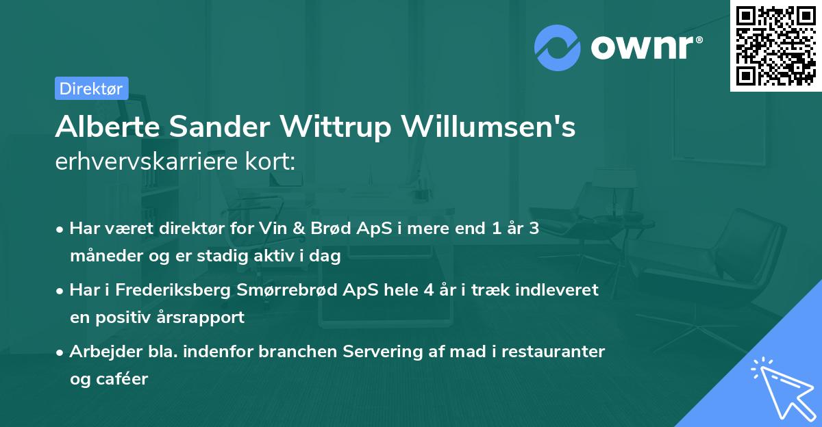 Alberte Sander Wittrup Willumsen's erhvervskarriere kort