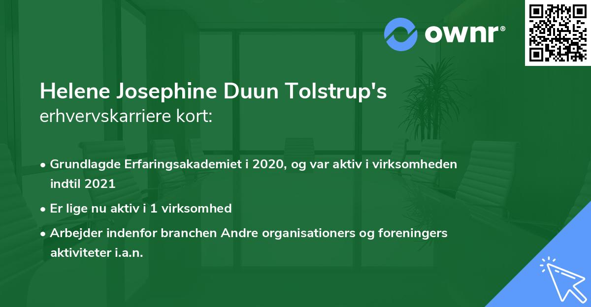 Helene Josephine Duun Tolstrup's erhvervskarriere kort