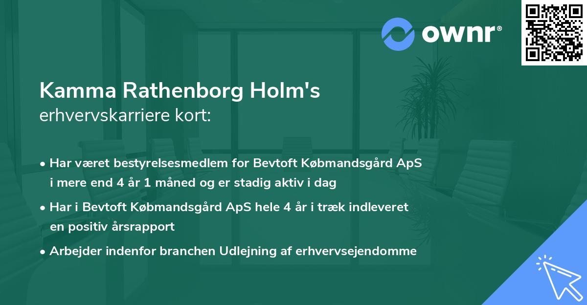 Kamma Rathenborg Holm's erhvervskarriere kort