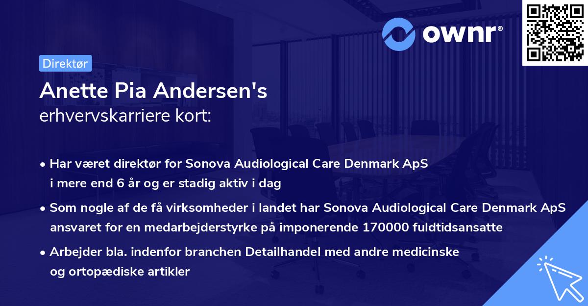 Anette Pia Andersen's erhvervskarriere kort