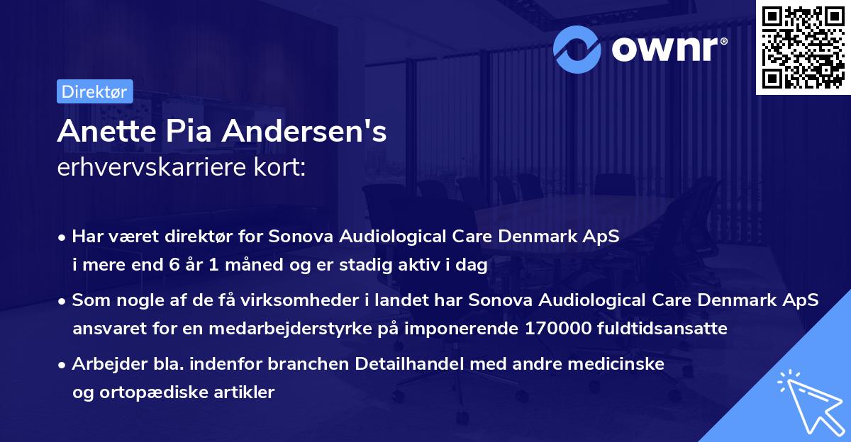 Anette Pia Andersen's erhvervskarriere kort