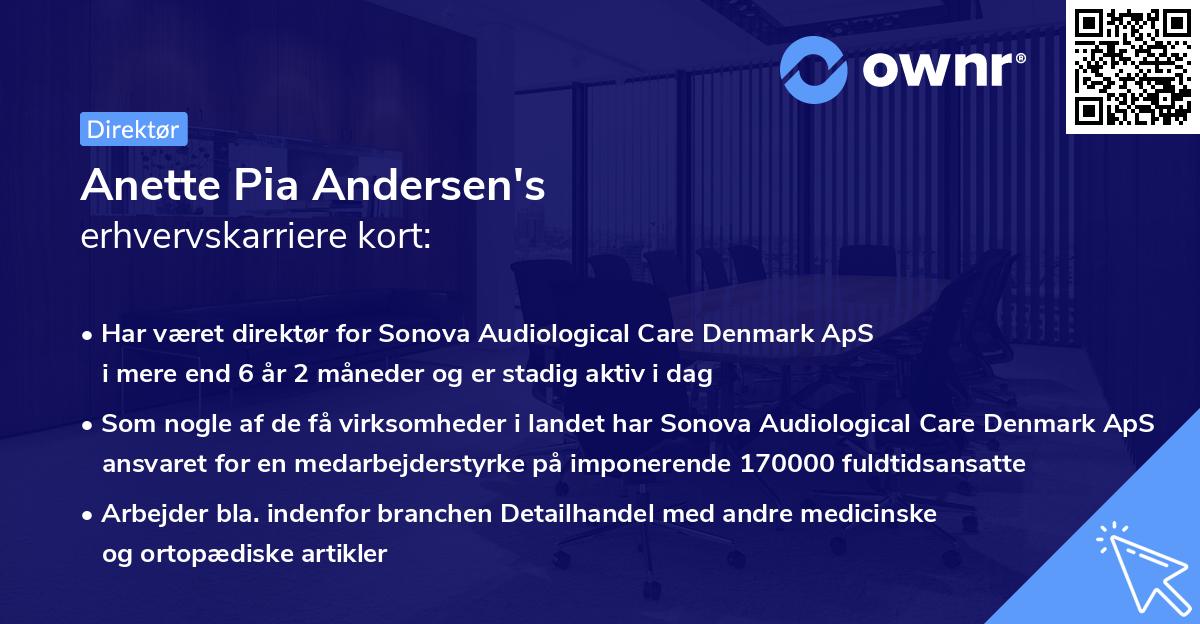 Anette Pia Andersen's erhvervskarriere kort
