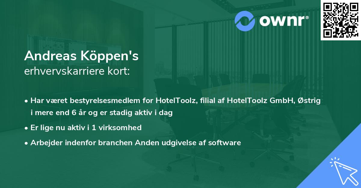 Andreas Köppen's erhvervskarriere kort