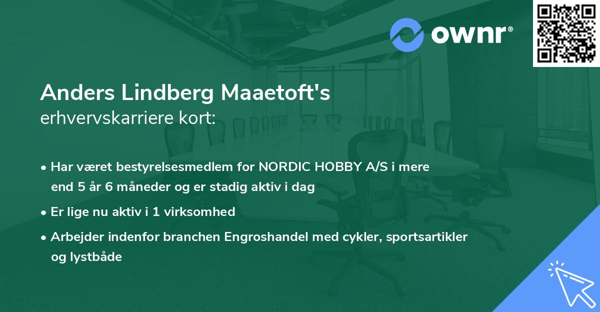 Anders Lindberg Maaetoft's erhvervskarriere kort