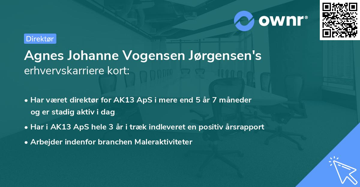 Agnes Johanne Vogensen Jørgensen's erhvervskarriere kort