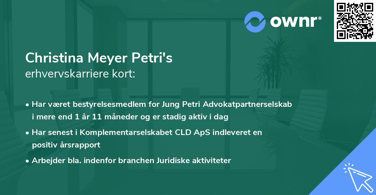 Christina Meyer Petri's erhvervskarriere kort