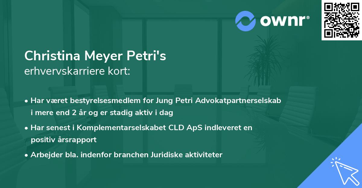 Christina Meyer Petri's erhvervskarriere kort