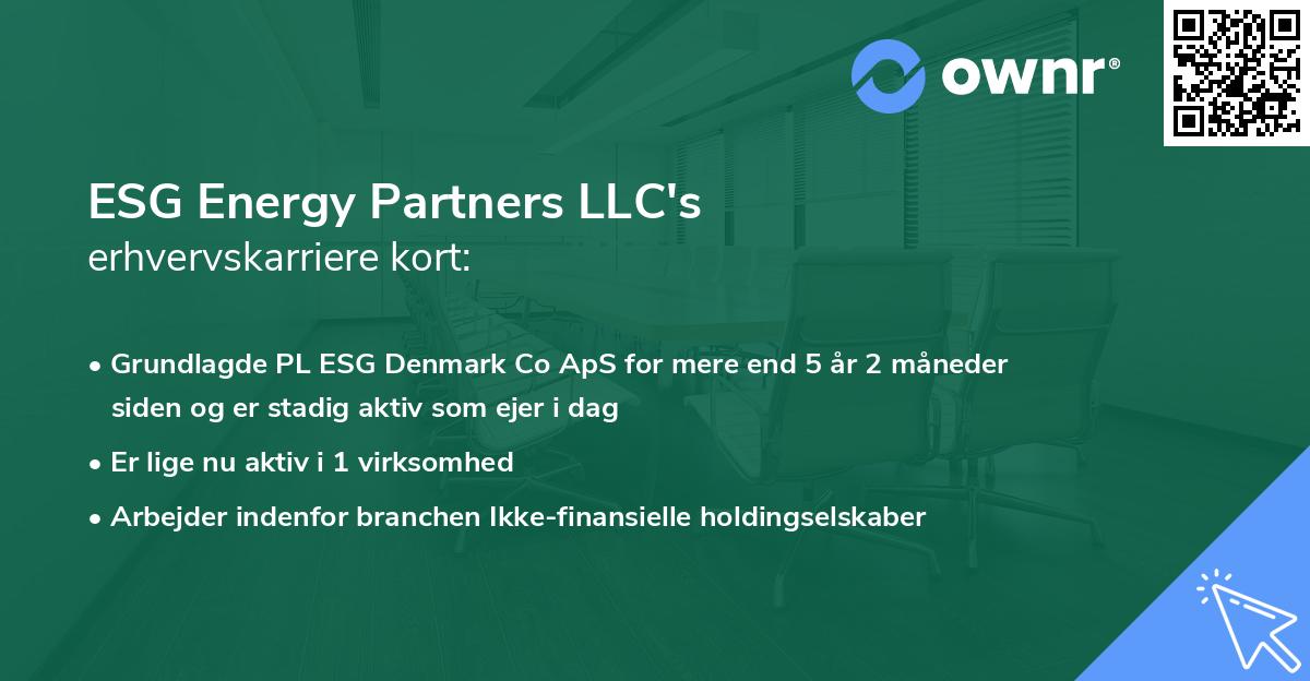 ESG Energy Partners LLC's erhvervskarriere kort