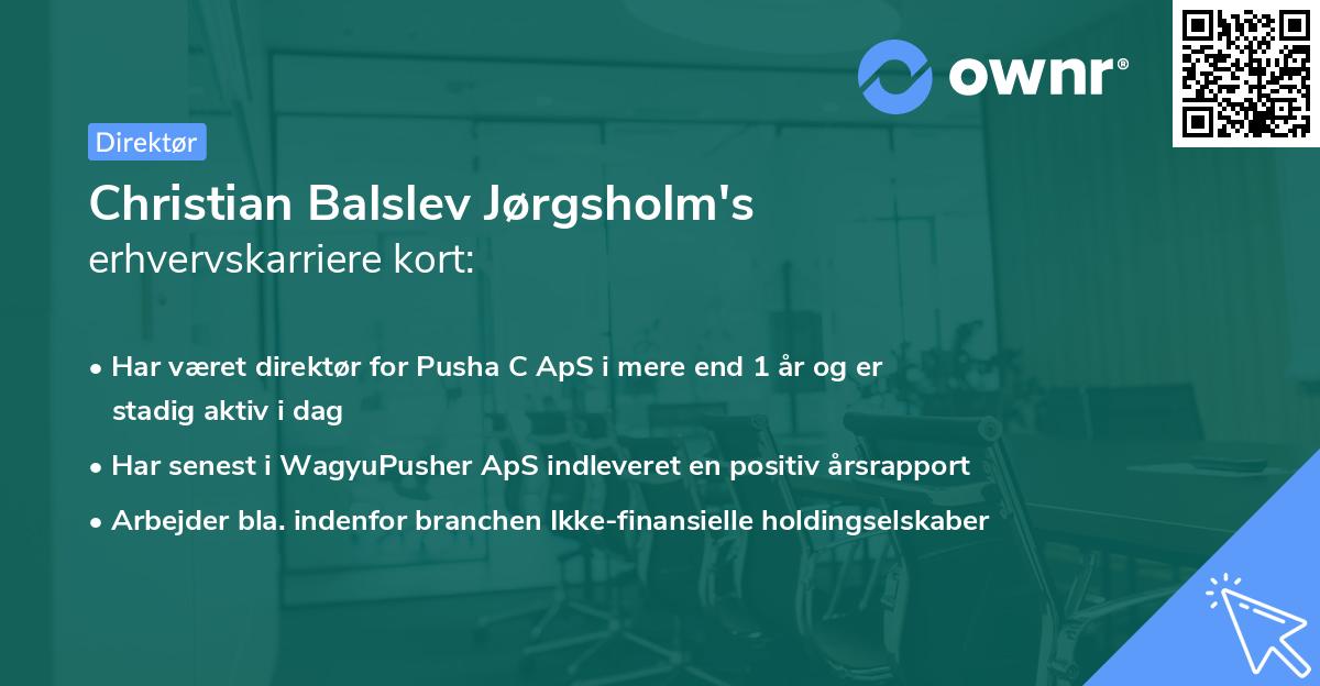 Christian Balslev Jørgsholm's erhvervskarriere kort