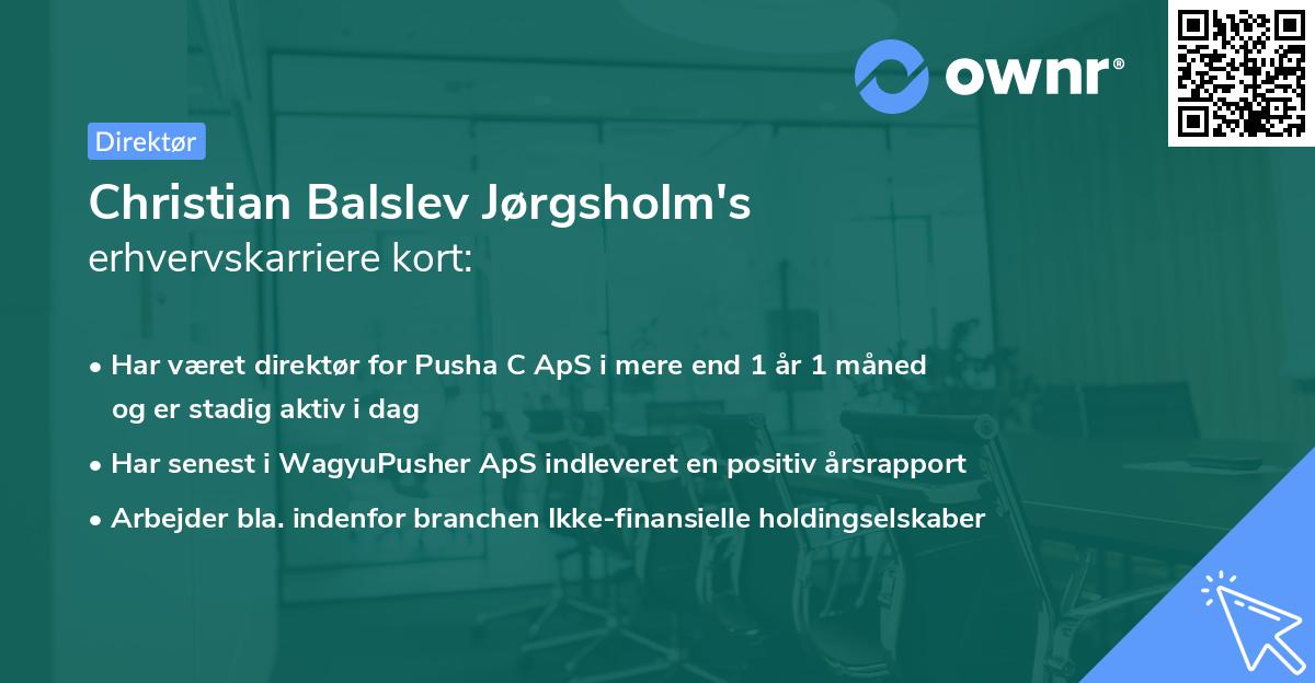 Christian Balslev Jørgsholm's erhvervskarriere kort