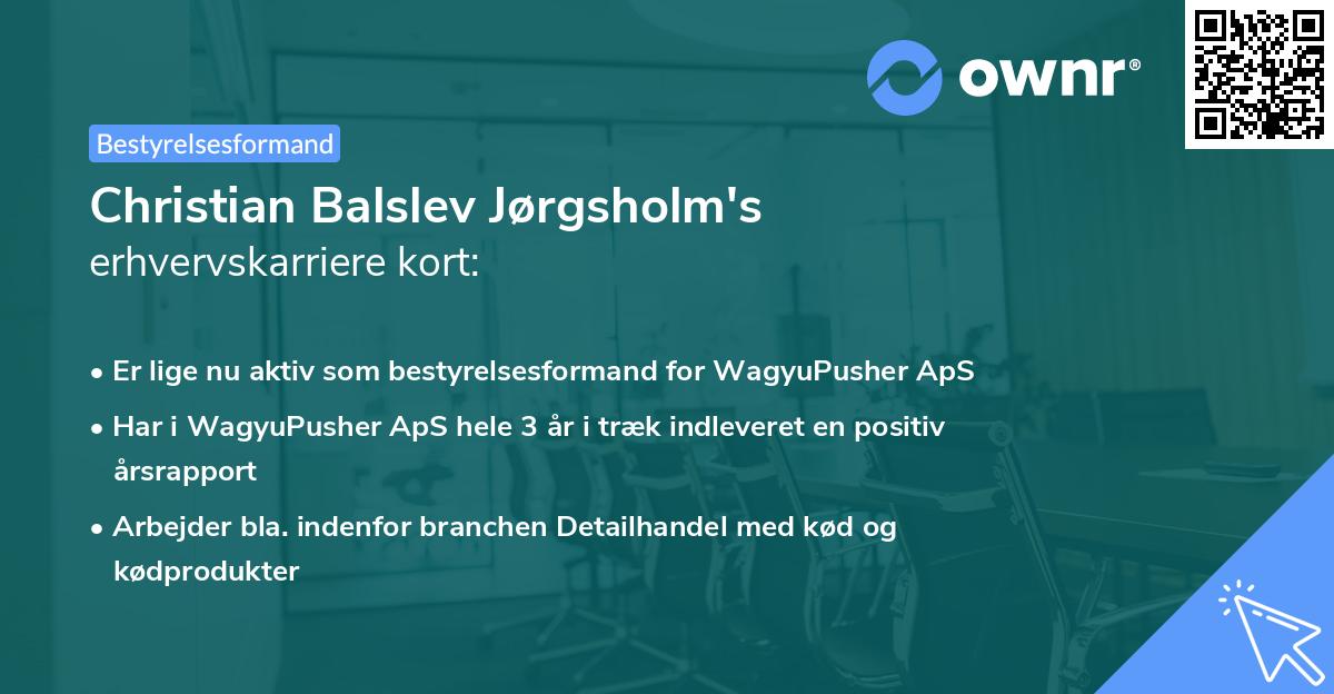 Christian Balslev Jørgsholm's erhvervskarriere kort