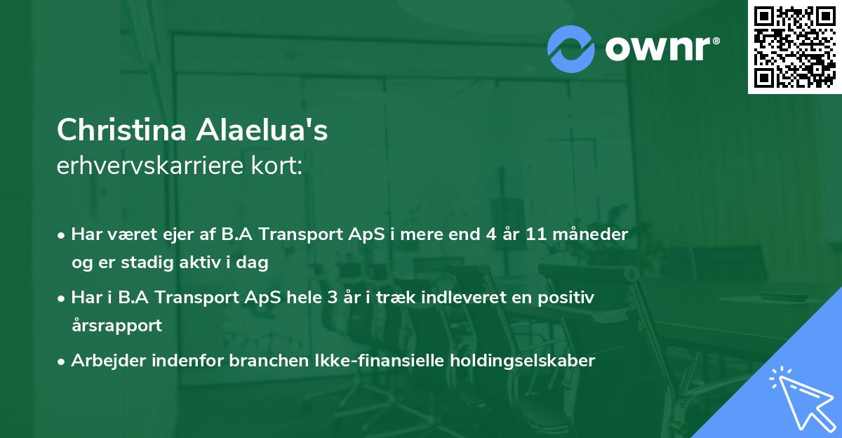 Christina Alaelua's erhvervskarriere kort