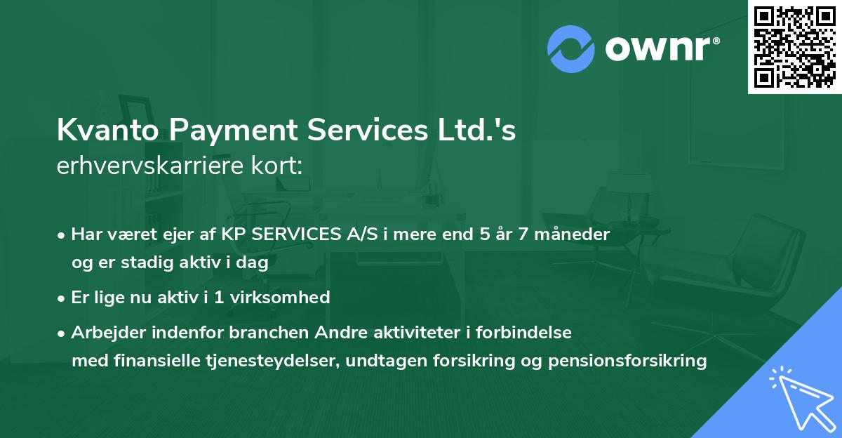 Kvanto Payment Services Ltd.'s erhvervskarriere kort