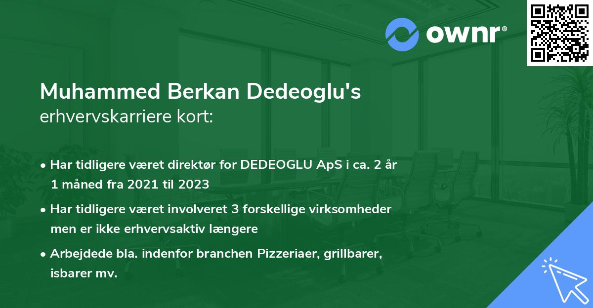 Muhammed Berkan Dedeoglu's erhvervskarriere kort