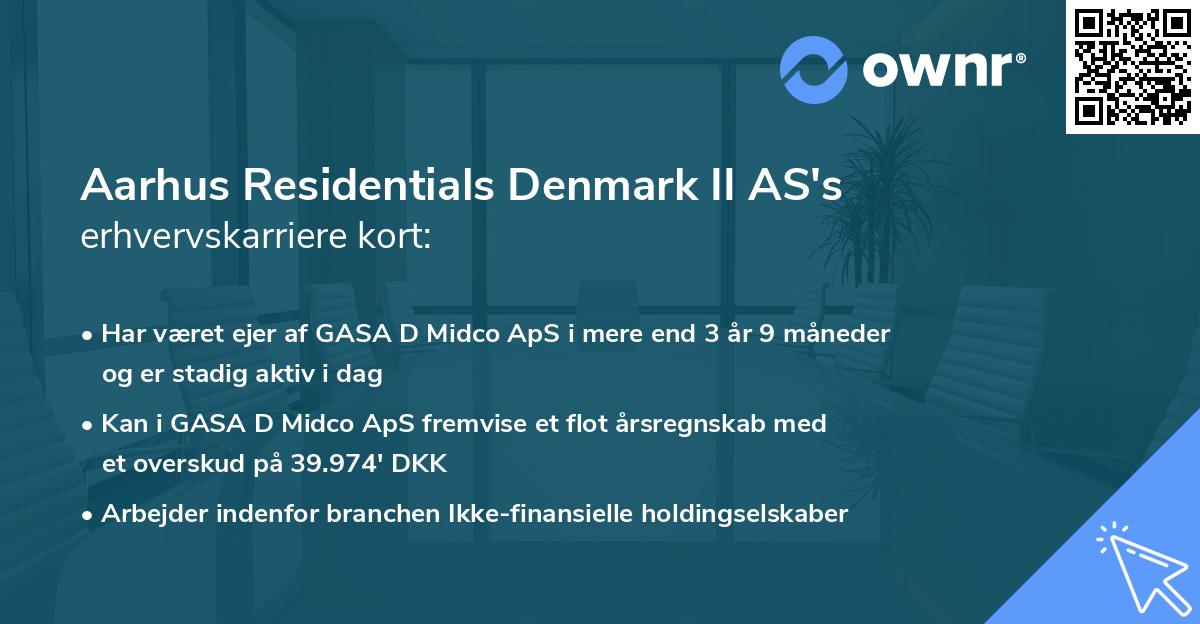 Aarhus Residentials Denmark II AS's erhvervskarriere kort