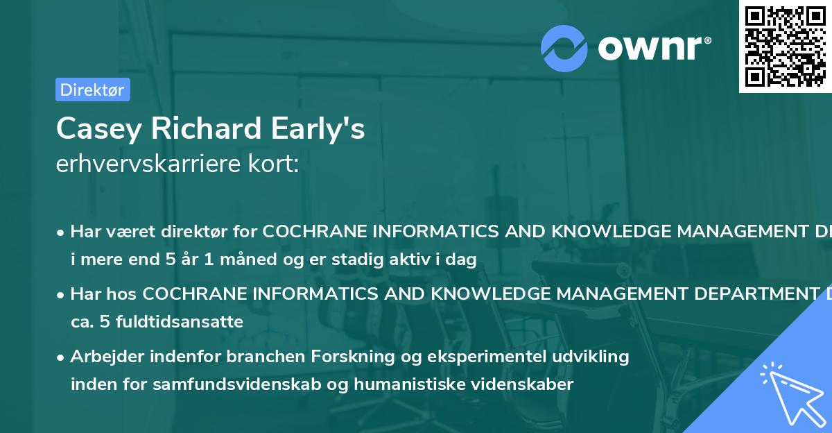 Casey Richard Early's erhvervskarriere kort