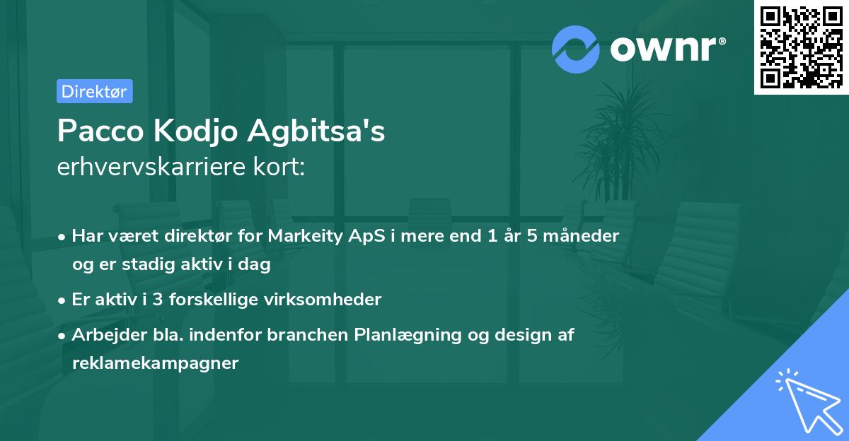 Pacco Kodjo Agbitsa's erhvervskarriere kort