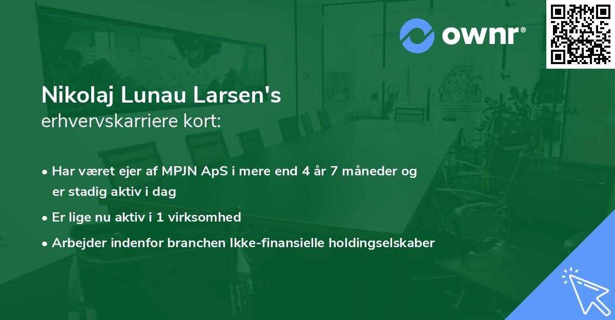 Nikolaj Lunau Larsen's erhvervskarriere kort