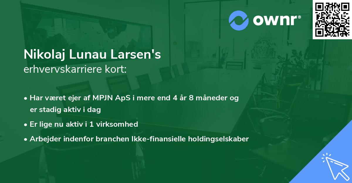 Nikolaj Lunau Larsen's erhvervskarriere kort