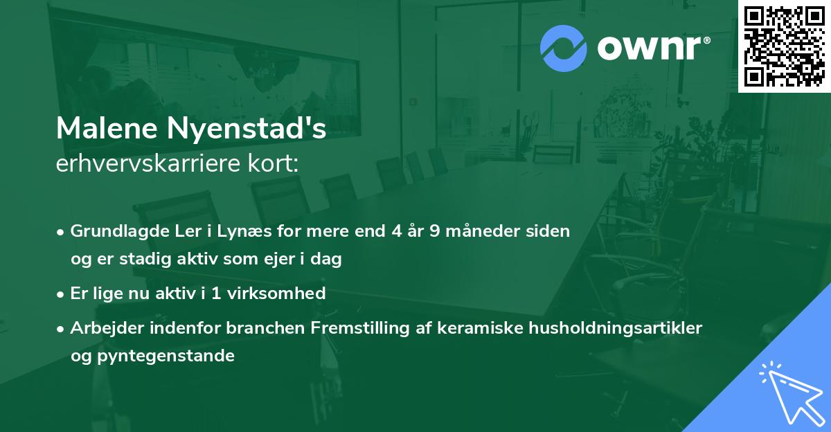 Malene Nyenstad's erhvervskarriere kort