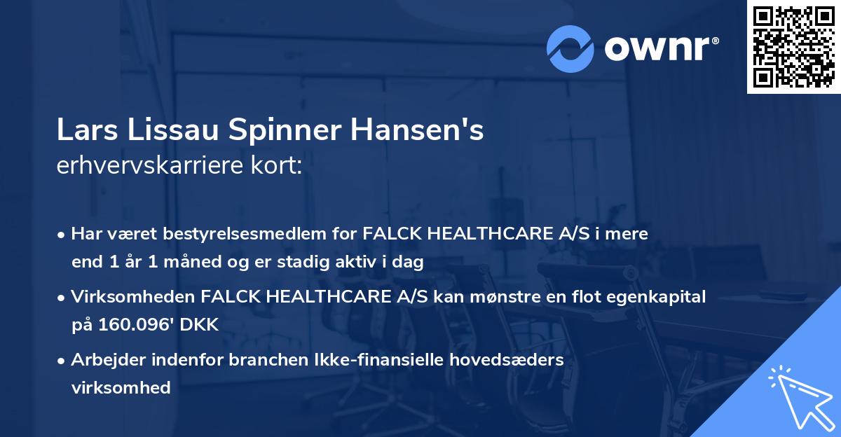 Lars Lissau Spinner Hansen's erhvervskarriere kort