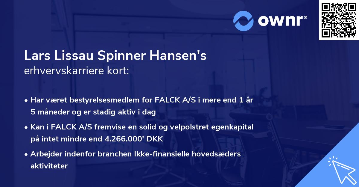 Lars Lissau Spinner Hansen's erhvervskarriere kort