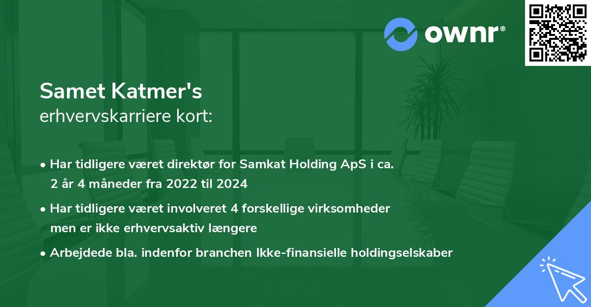 Samet Katmer's erhvervskarriere kort