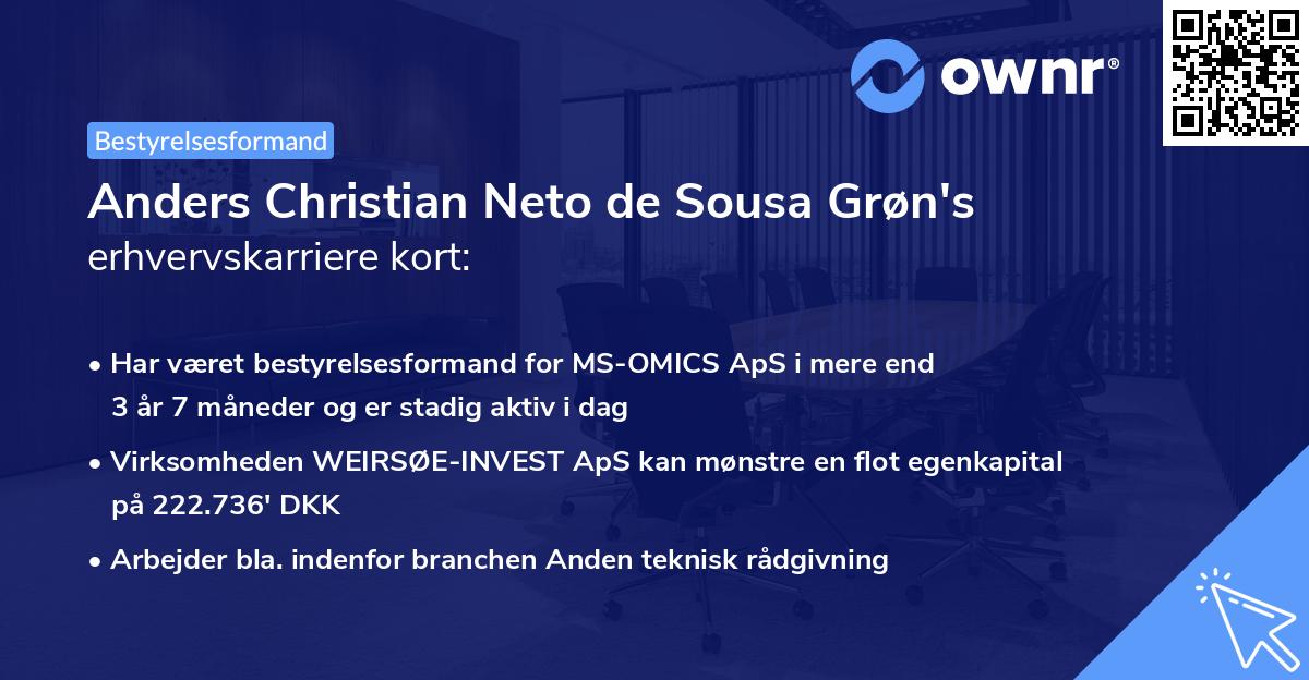 Anders Christian Neto de Sousa Grøn's erhvervskarriere kort
