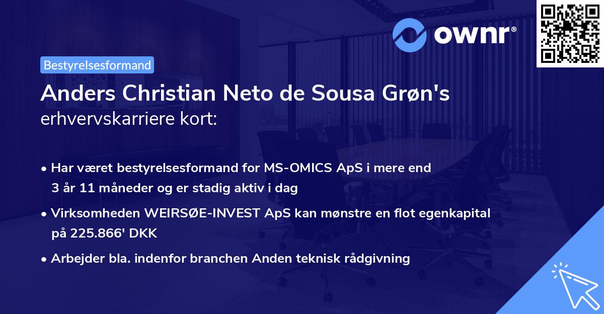 Anders Christian Neto de Sousa Grøn's erhvervskarriere kort