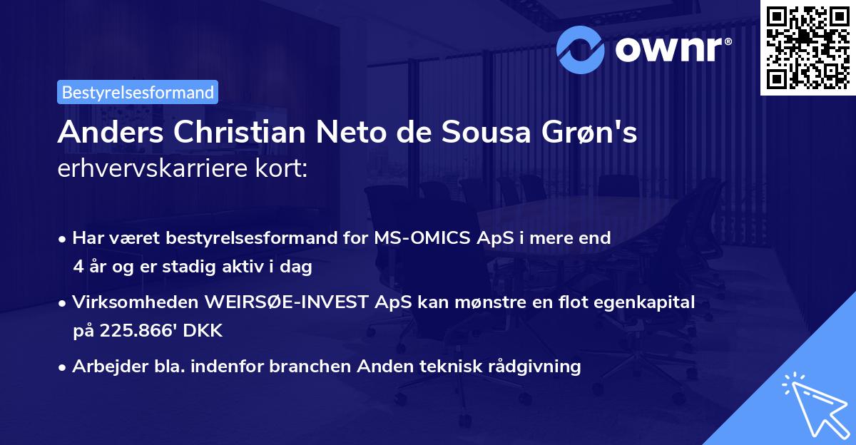Anders Christian Neto de Sousa Grøn's erhvervskarriere kort