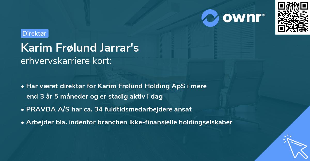 Karim Frølund Jarrar's erhvervskarriere kort