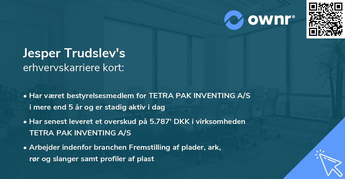 Jesper Trudslev's erhvervskarriere kort