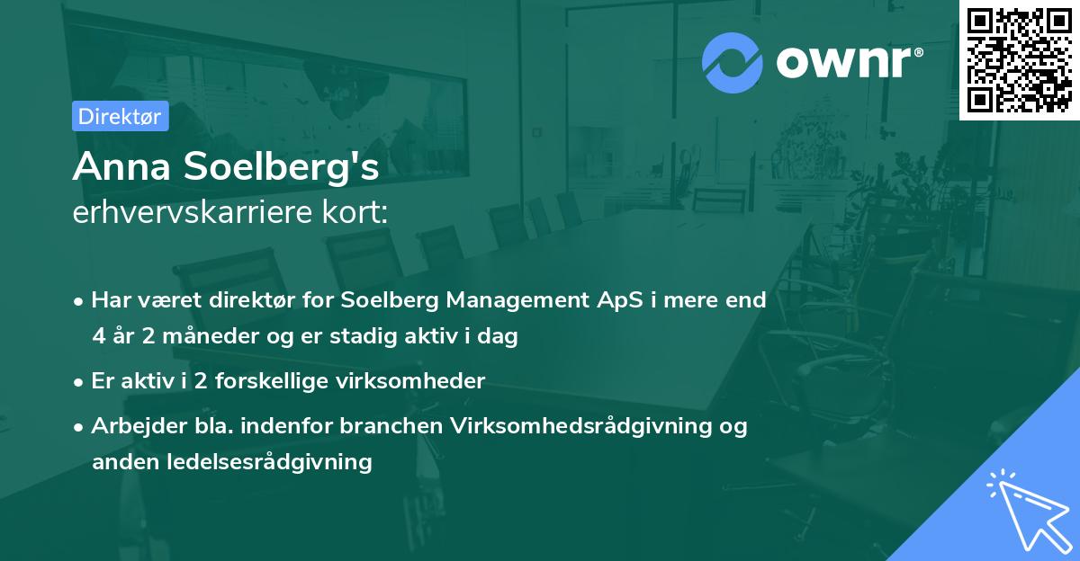 Anna Soelberg's erhvervskarriere kort
