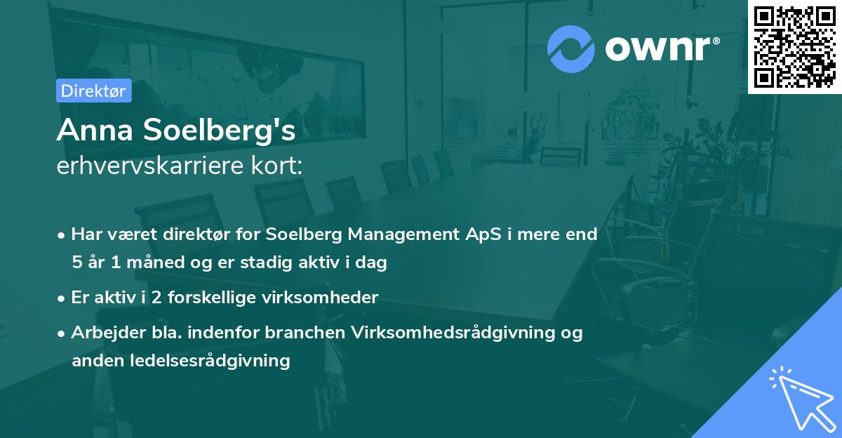 Anna Soelberg's erhvervskarriere kort