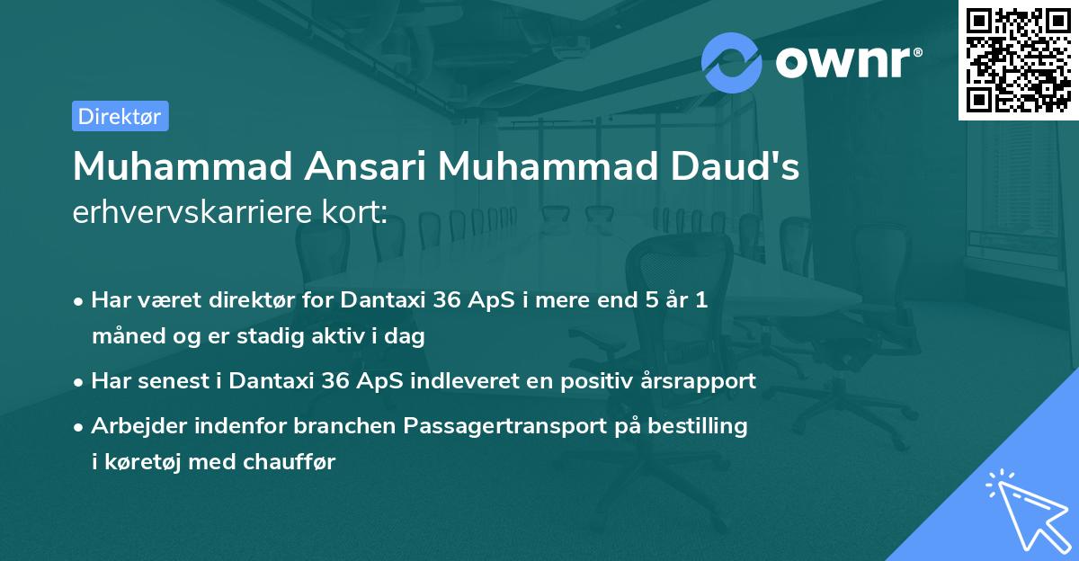 Muhammad Ansari Muhammad Daud's erhvervskarriere kort