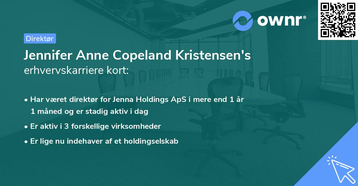 Jennifer Anne Copeland Kristensen's erhvervskarriere kort