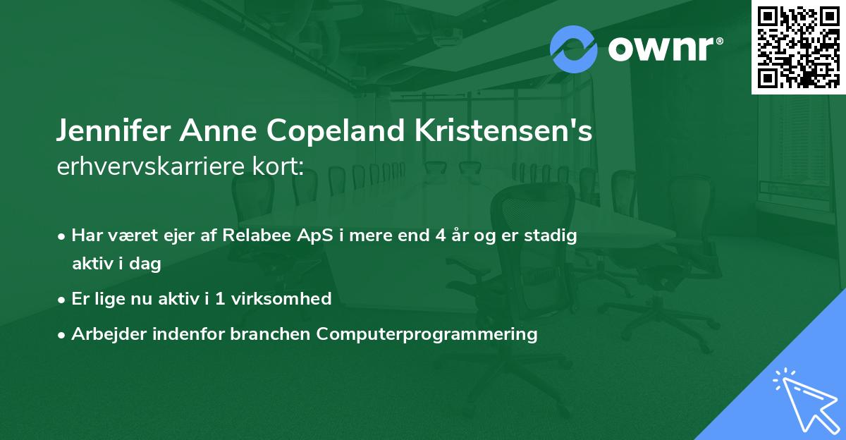 Jennifer Anne Copeland Kristensen's erhvervskarriere kort