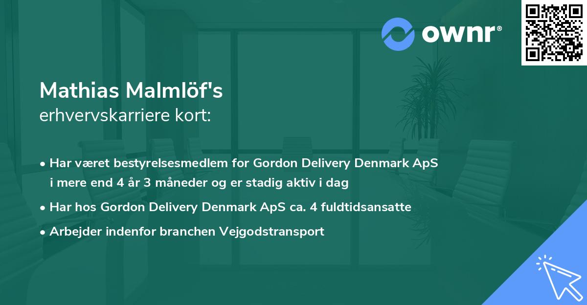 Mathias Malmlöf's erhvervskarriere kort