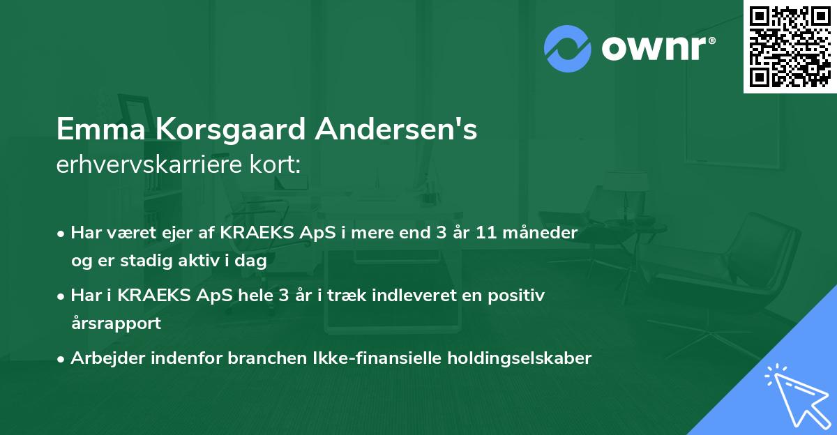 Emma Korsgaard Andersen's erhvervskarriere kort