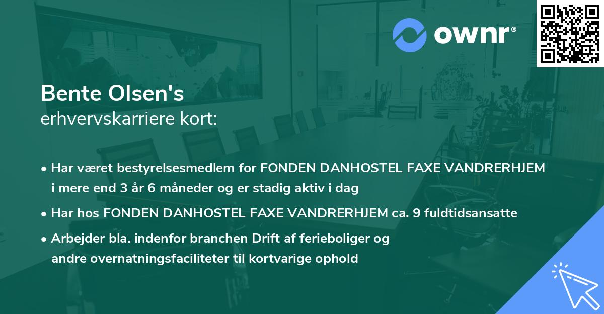 Bente Olsen's erhvervskarriere kort