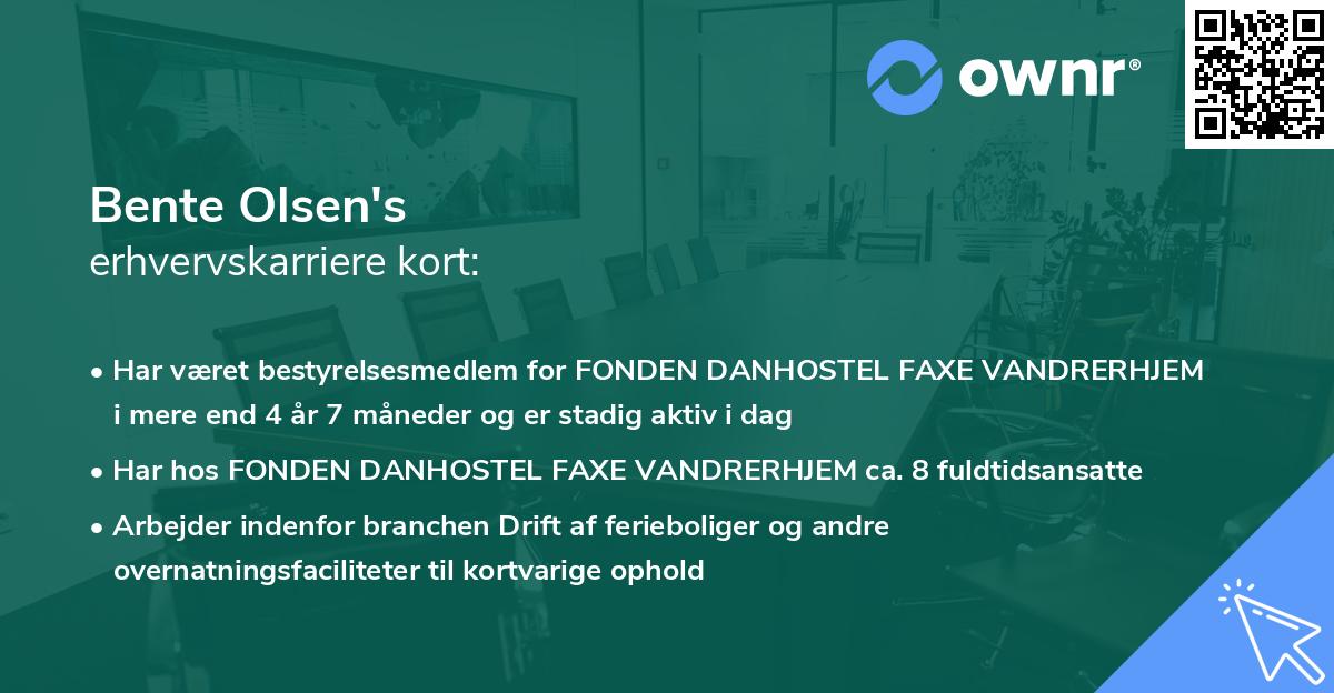 Bente Olsen's erhvervskarriere kort