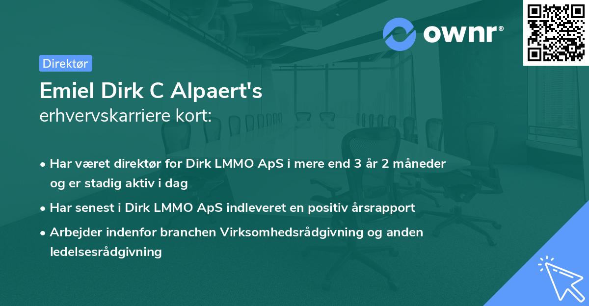Emiel Dirk C Alpaert's erhvervskarriere kort