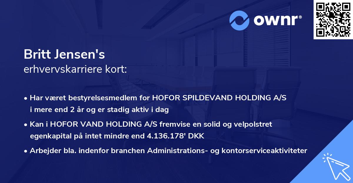 Britt Jensen's erhvervskarriere kort