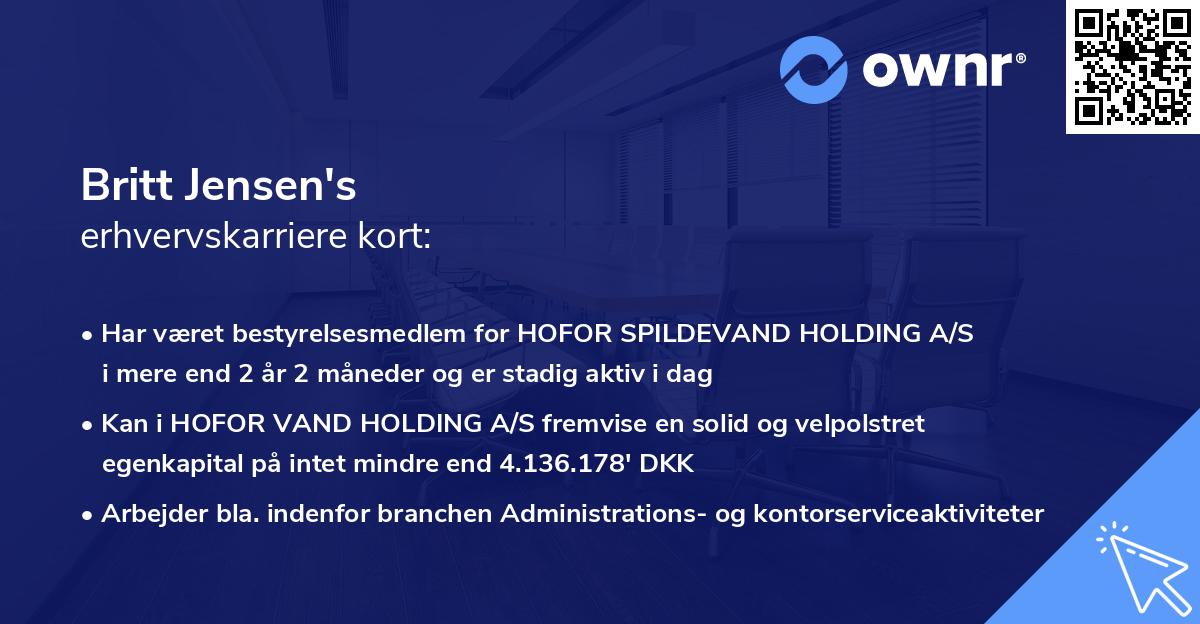 Britt Jensen's erhvervskarriere kort