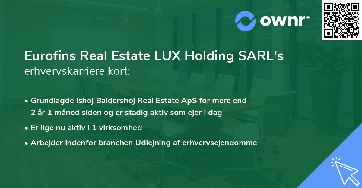 Eurofins Real Estate LUX Holding SARL's erhvervskarriere kort