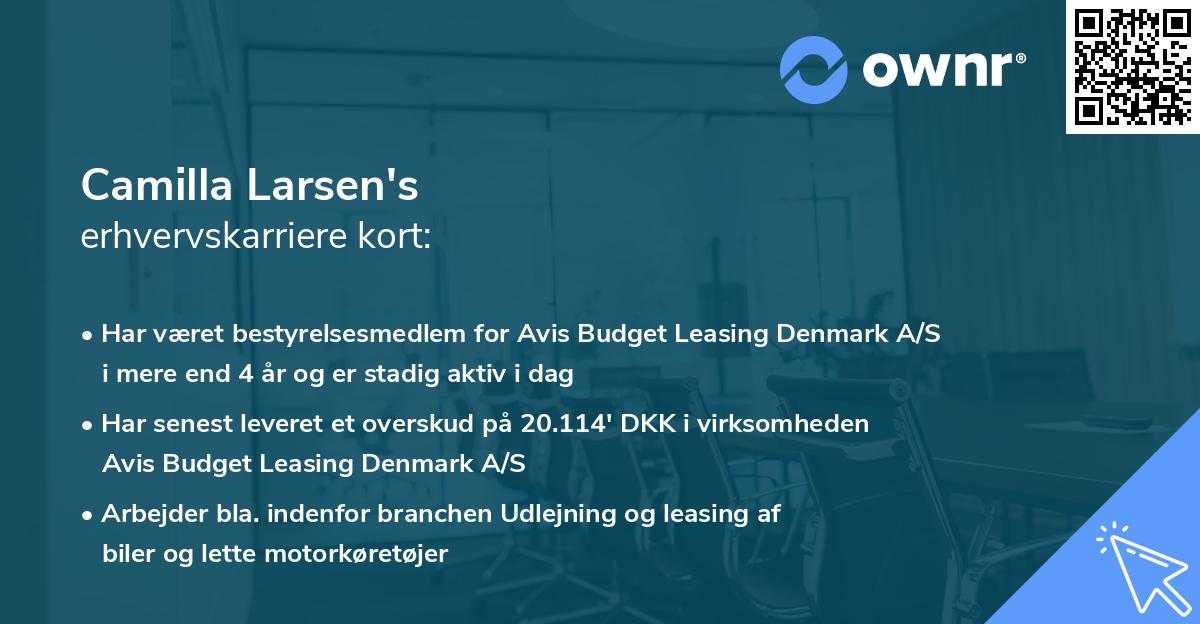 Camilla Larsen's erhvervskarriere kort