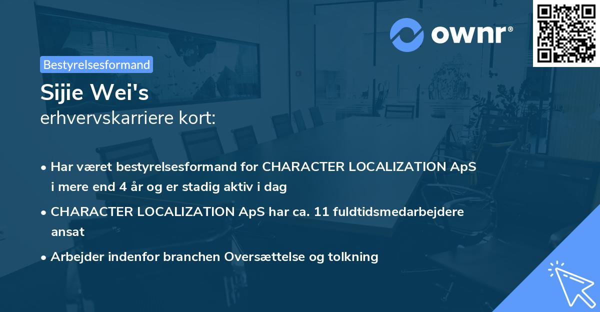 Sijie Wei's erhvervskarriere kort