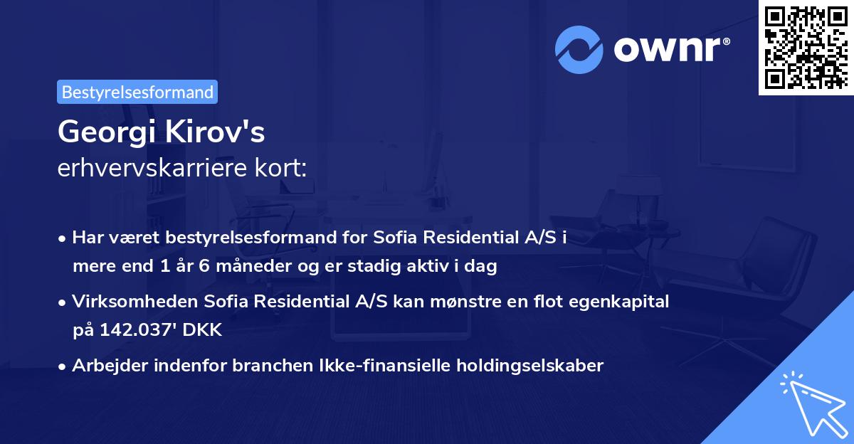 Georgi Kirov's erhvervskarriere kort