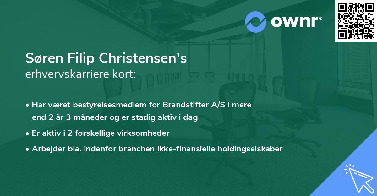 Søren Filip Christensen's erhvervskarriere kort
