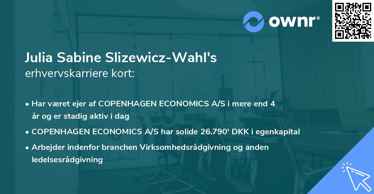 Julia Sabine Slizewicz-Wahl's erhvervskarriere kort